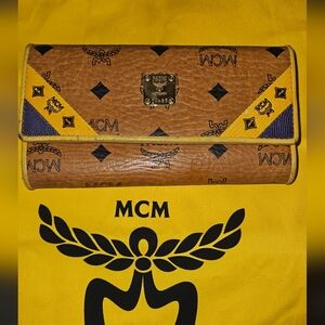 MCM Tan and Yellow Men's Wallet